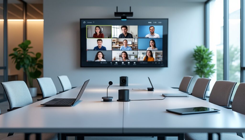 découvrez les équipements essentiels pour optimiser la qualité et l'efficacité de vos visioconférences en entreprise, garantissant ainsi des échanges professionnels fluides et productifs.
